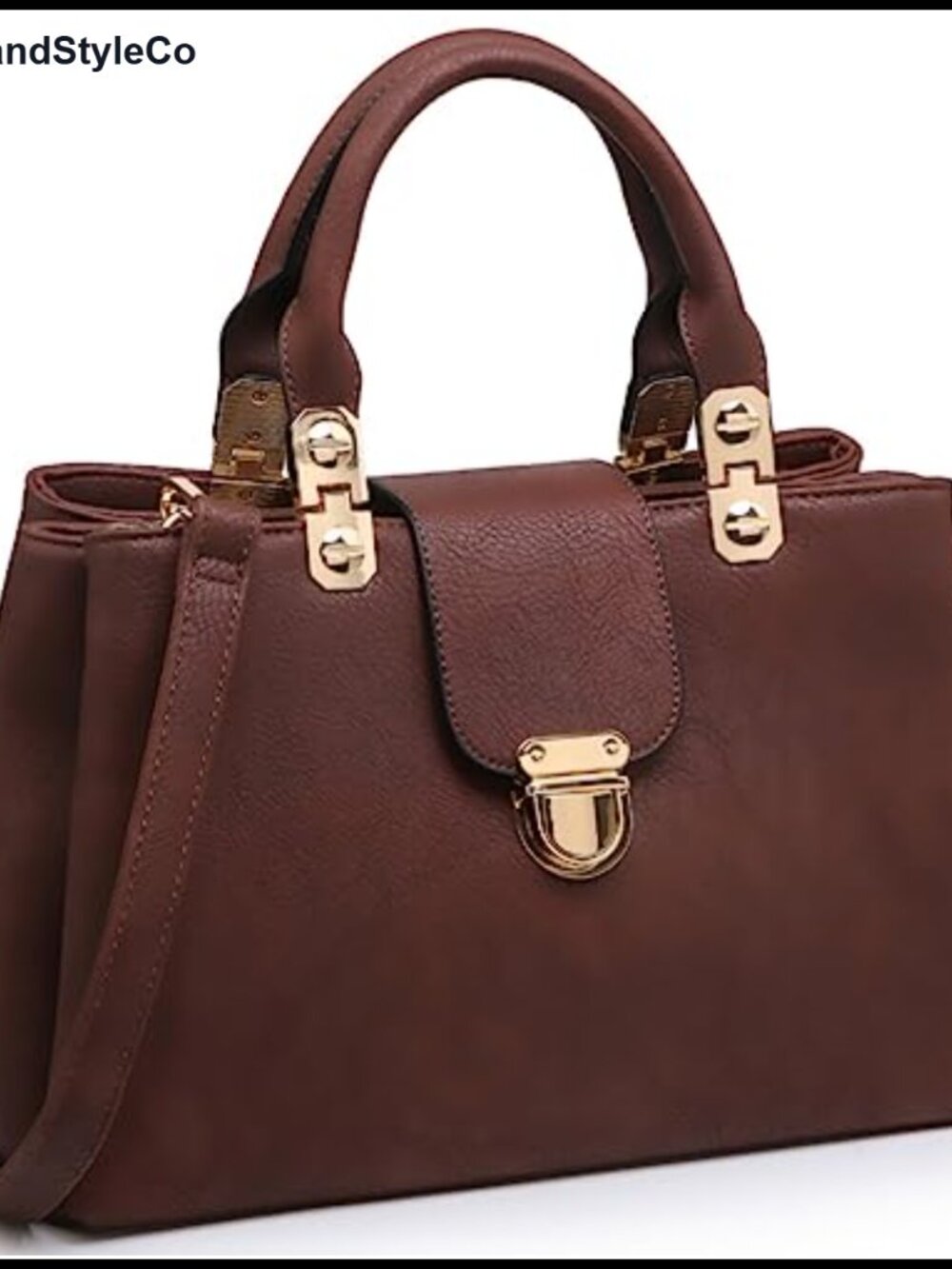 Vegan Leather Satchel Handbag with Top Handle and Detachable Shoulder Strap